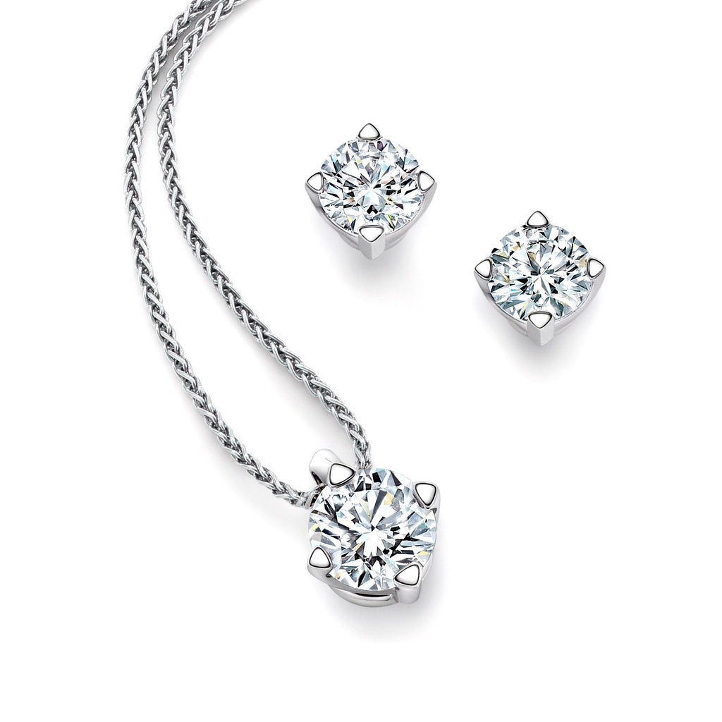 Moissanite Earring studs and Pendant Set