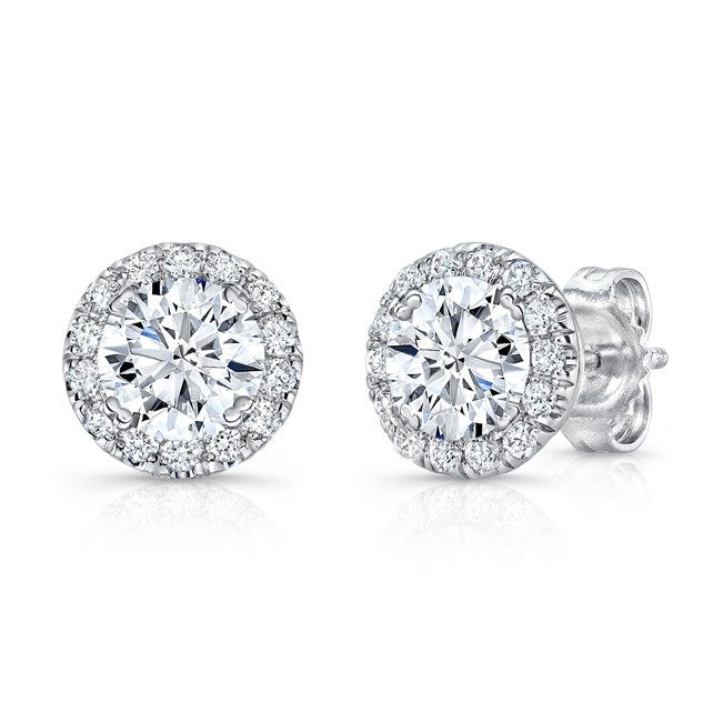 moissanite classic round halo set earring