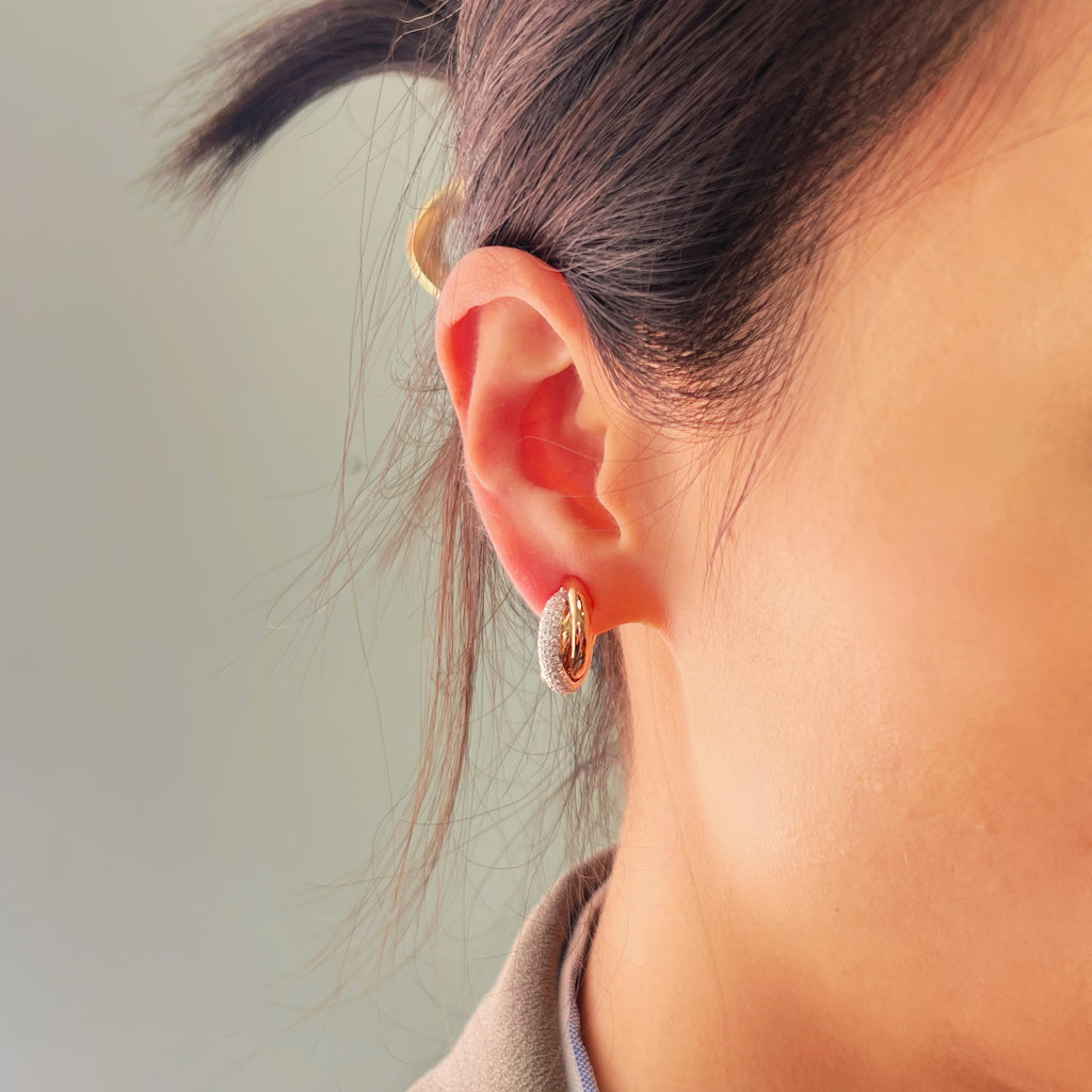 Rose Gold Twist Diamond hoop earrings