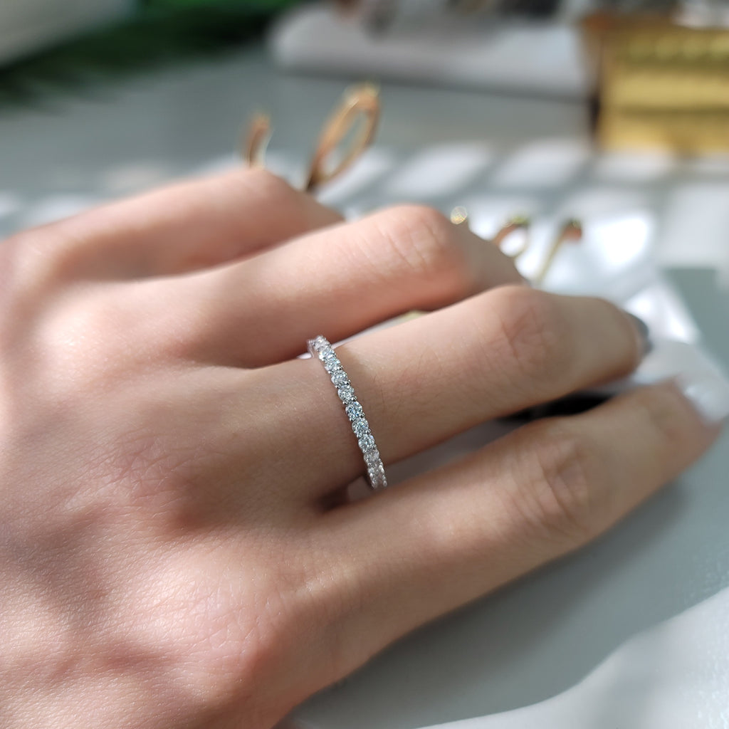 1ct Gold Moissanite Eternity Band Ring