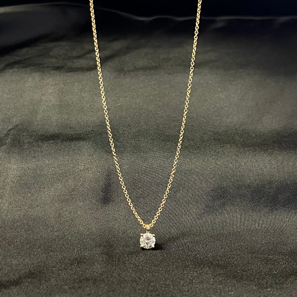 Yellow Gold 1ct Moissanite Pendant Necklace