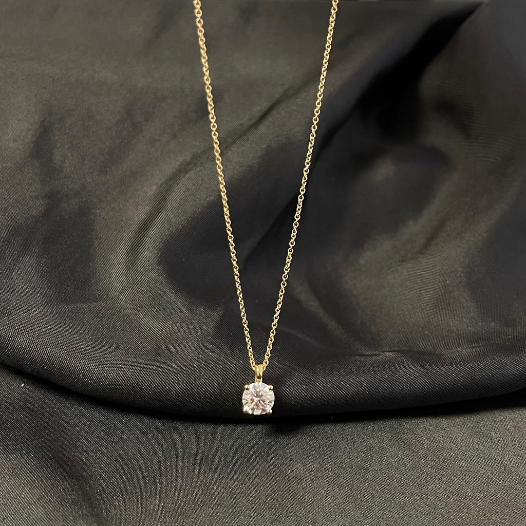 Yellow Gold 1ct Moissanite Pendant Necklace