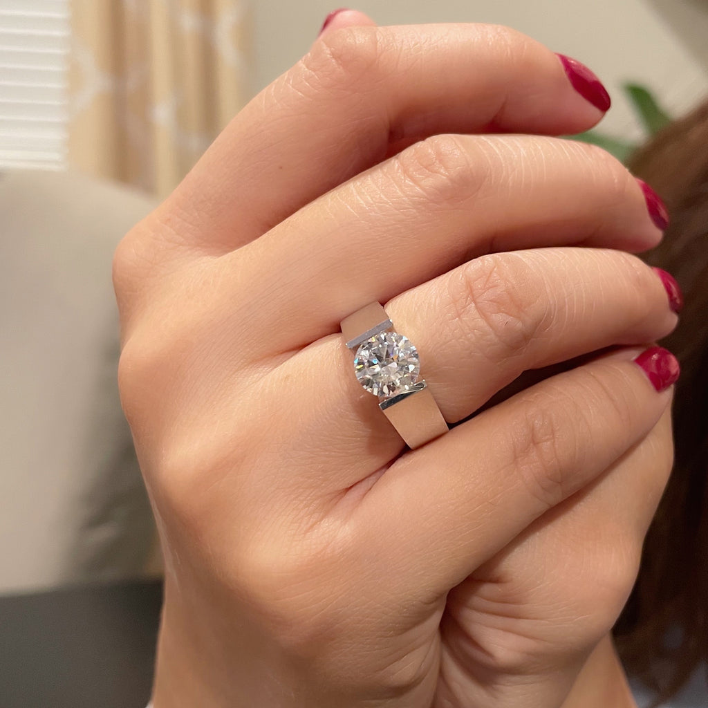 Moissanite Tension Set Engagement Ring