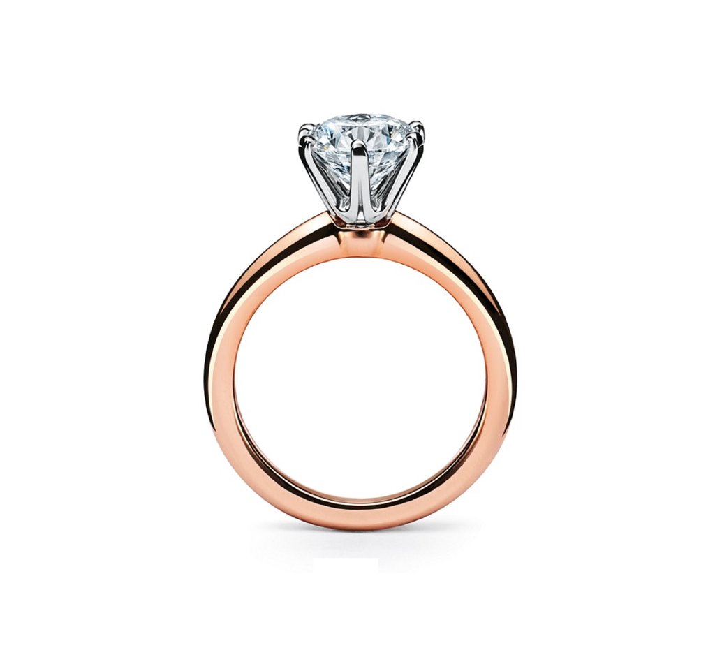 Moissanite Two tone Solid Rose Gold Engagement Ring