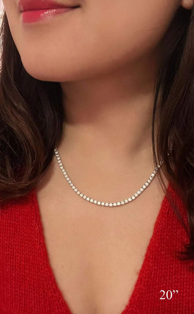 3mm Moissanite Single Row Unisex Tennis Chain Necklace