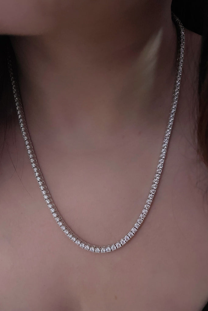 3mm Moissanite Single Row Unisex Tennis Chain Necklace