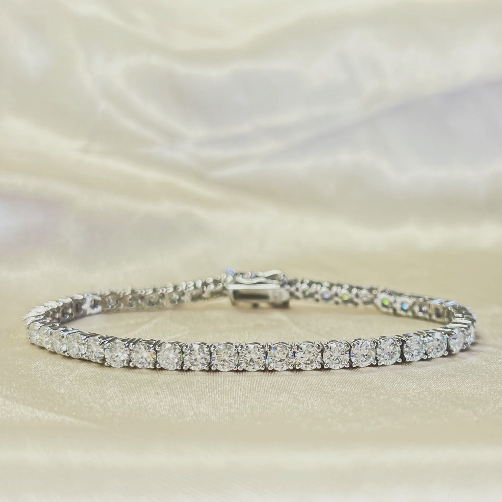 18k Solid White Gold 4mm Moissanite Tennis Bracelet