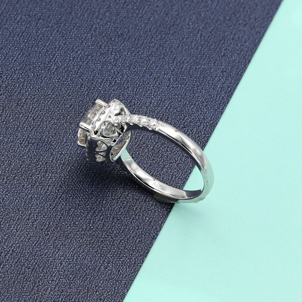 Classic Cushion Halo Moissanite Engagement Ring