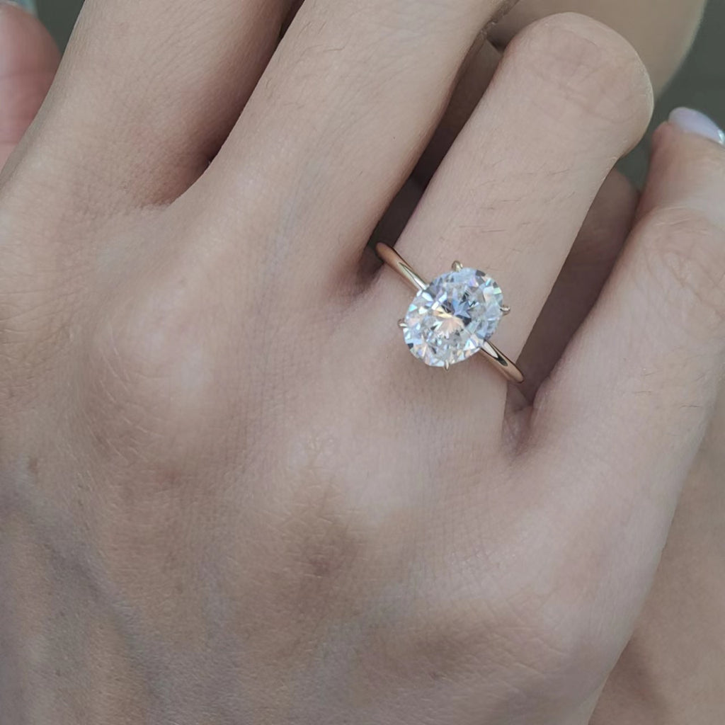 Oval Moissanite Solitaire Engagement Ring