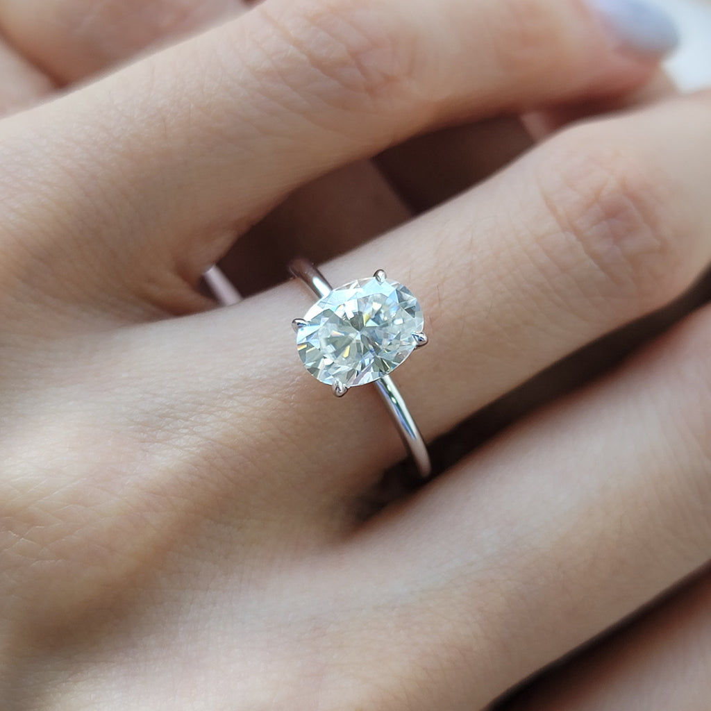 Oval Moissanite Solitaire Engagement Ring