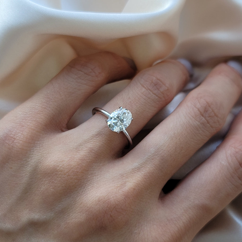 Oval Moissanite Solitaire Engagement Ring