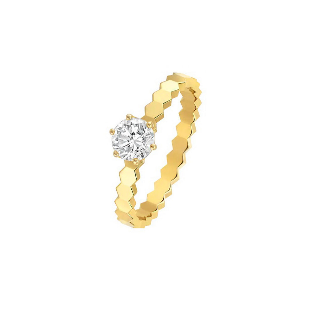 Yellow Gold Solitaire Moissanite Engagement Wedding Ring Set