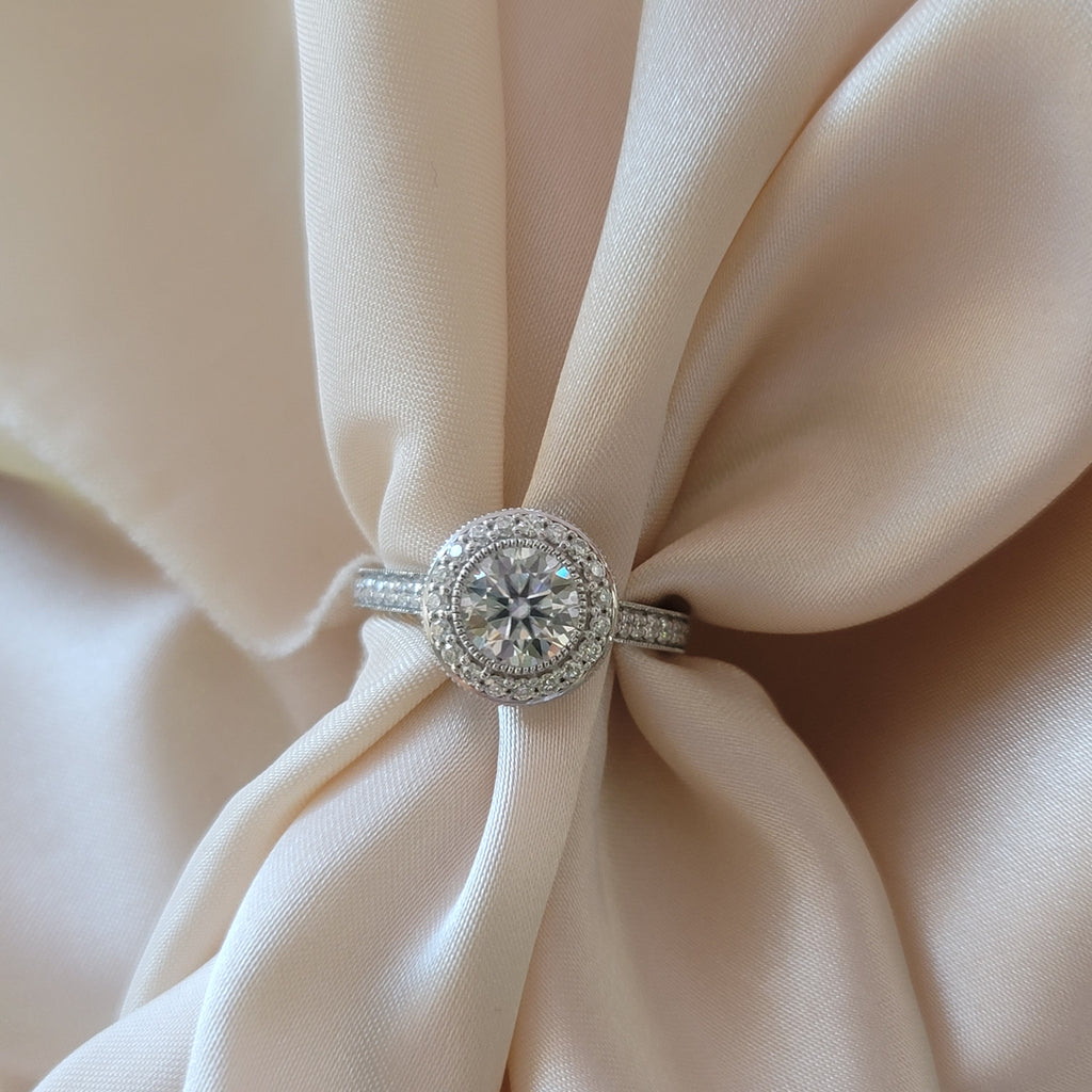 Round Halo Moissanite Engagement Ring