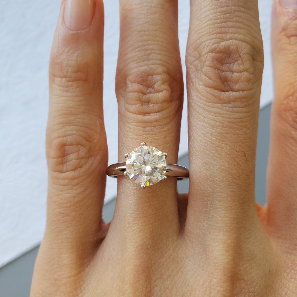 Round Moissanite Solitaire Engagement Ring