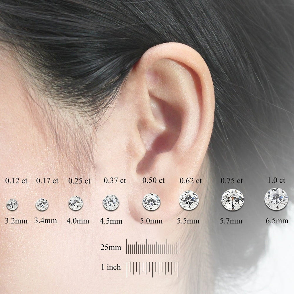 D Color 1CTW/ 5mm Round Moissanite with GRA  Certificate 925 Sterling Silver Earring Studs