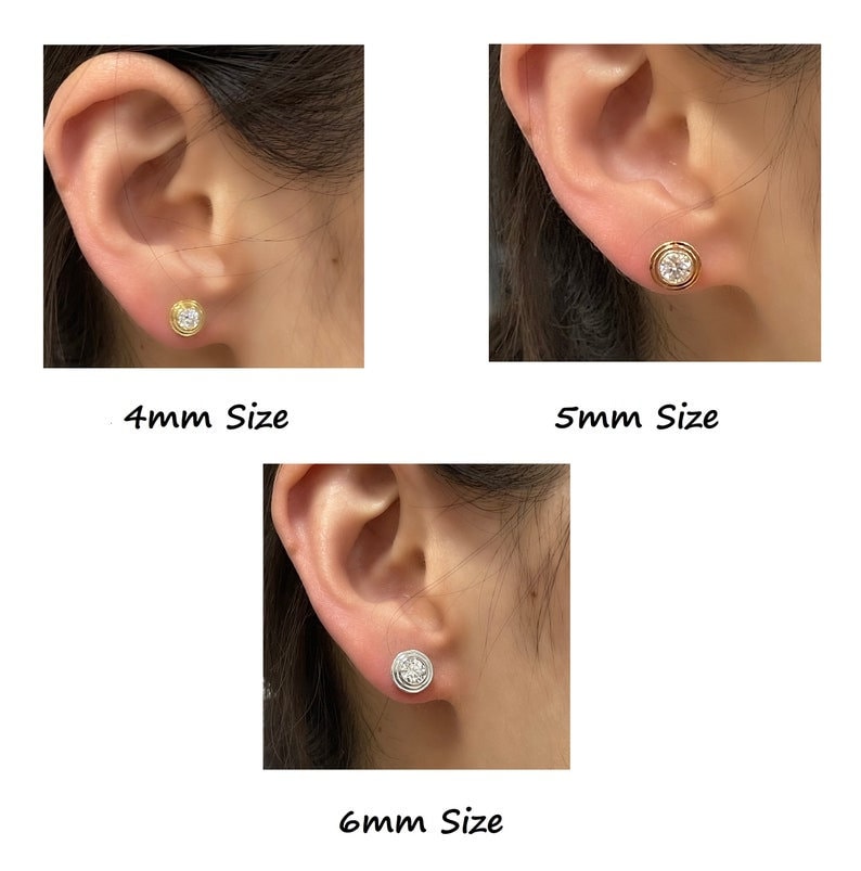 Certified 4mm/ 0.6CT and 5mm/ 1CT Round Moissanite Sterling Silver Earring Studs