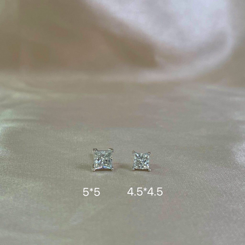 1.2ct- 1.6ct Princess cut Moissanite vvs1 D color Sterling silver earring studs