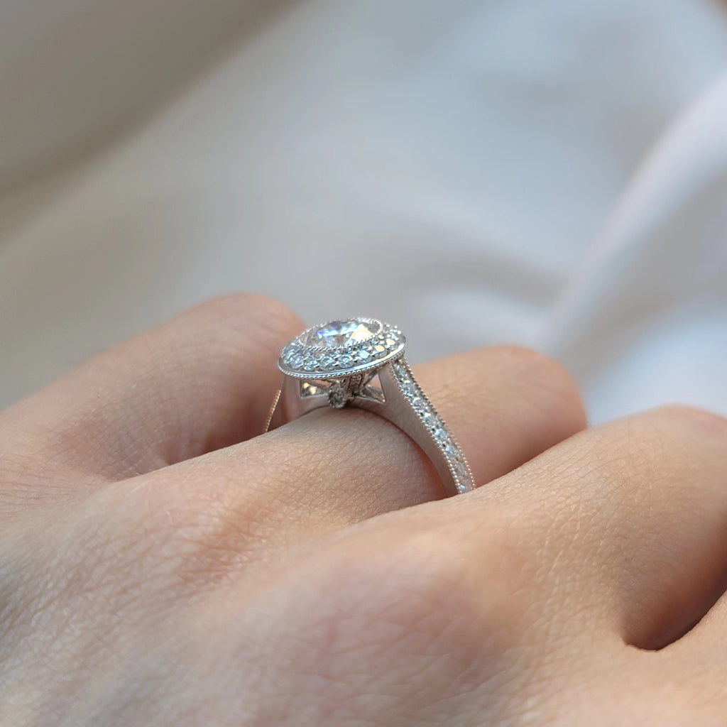 Round Halo Moissanite Engagement Ring