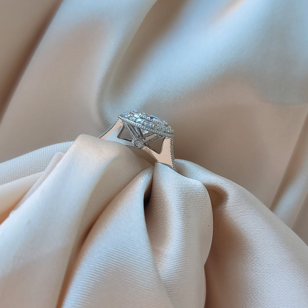 Round Halo Moissanite Engagement Ring