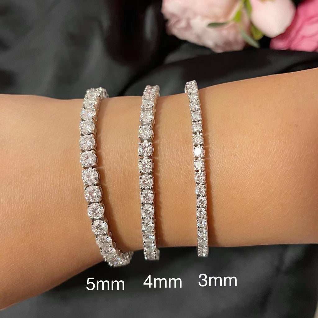 Moissanite Iced out Unisex Tennis Bracelet in Sterling Silver