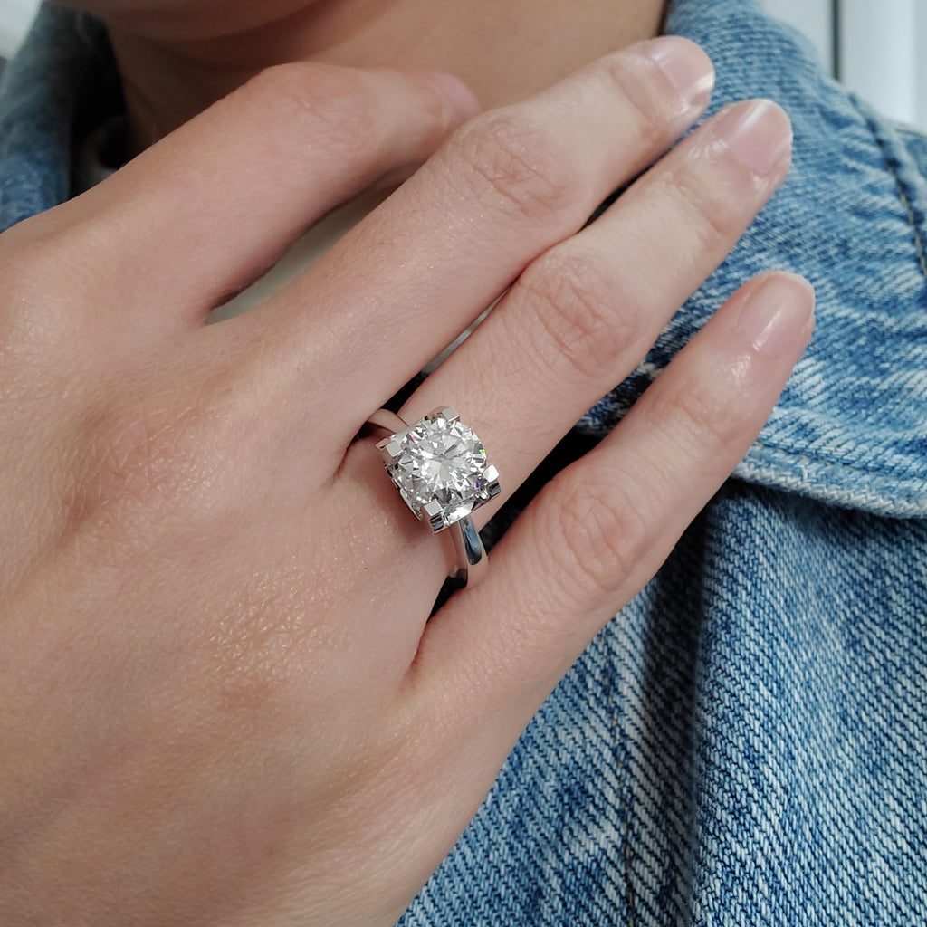 Moissanite Tension Set Engagement Ring