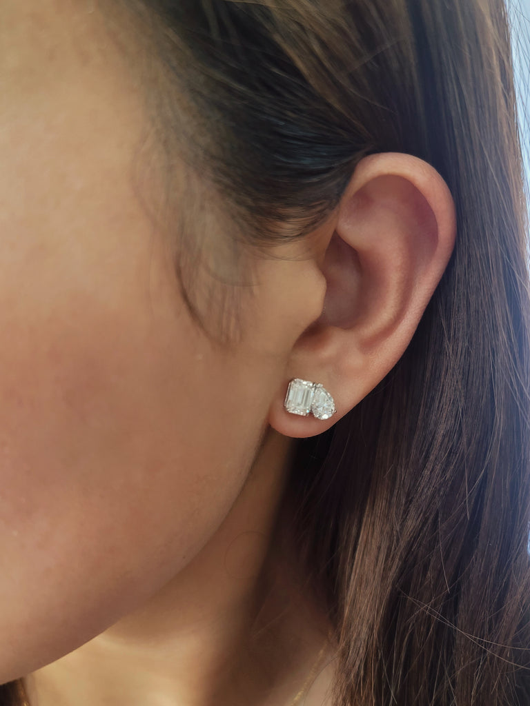 Moissanite Toi Et Moi Earring Studs