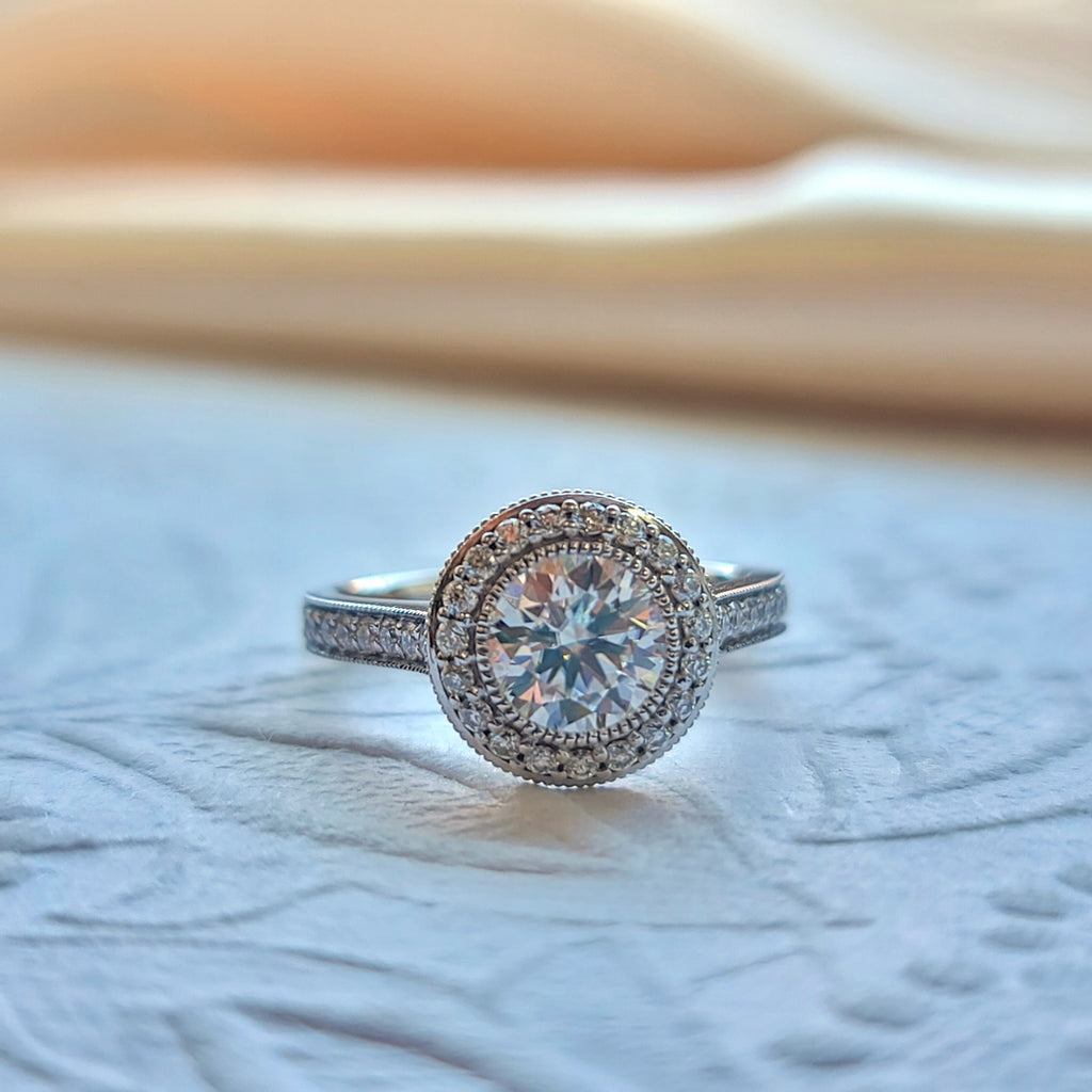 Round Halo Moissanite Engagement Ring